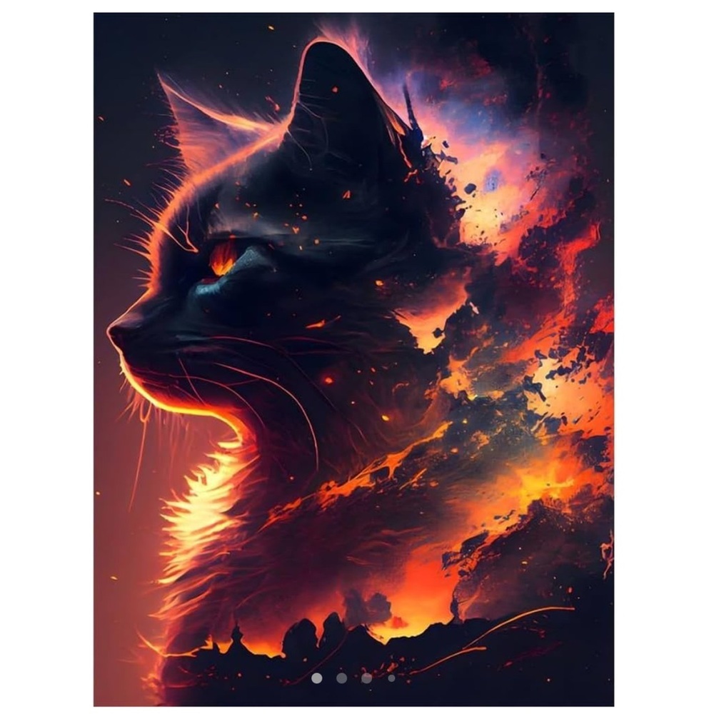 5D Black Cat Diamond Art Kits for Beginner DIY Round​
